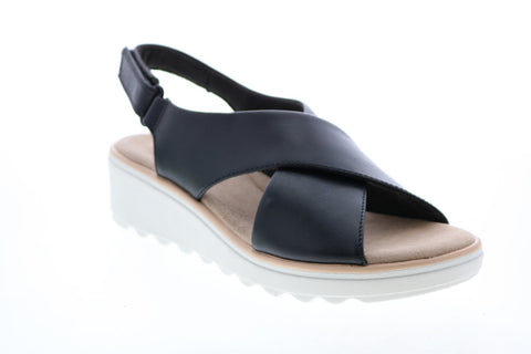 Clarks Jillian Jewel 26149741 Womens Black Leather Strap Sandals Shoes