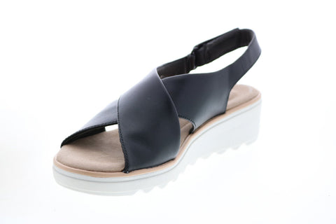 Clarks Jillian Jewel 26149741 Womens Black Leather Strap Sandals Shoes