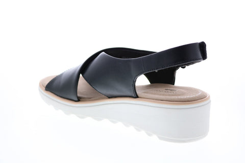 Clarks Jillian Jewel 26149741 Womens Black Leather Strap Sandals Shoes