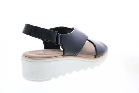 Clarks Jillian Jewel 26149741 Womens Black Leather Strap Sandals Shoes