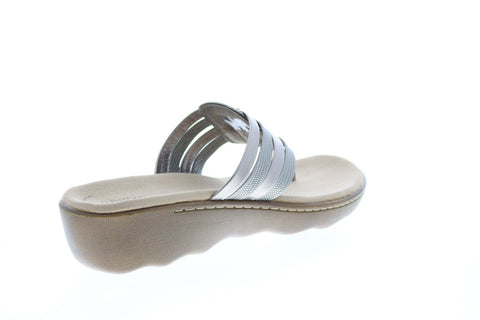 Clarks Phebe Carman 26149790 Womens Gray Leather Flip-Flops Sandals Shoes