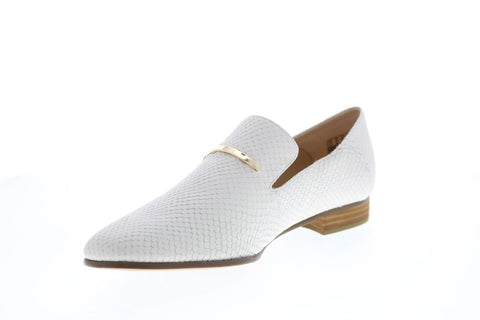 Clarks Pure Viola Trim 26149819 Womens White Leather Loafer Flats Shoes