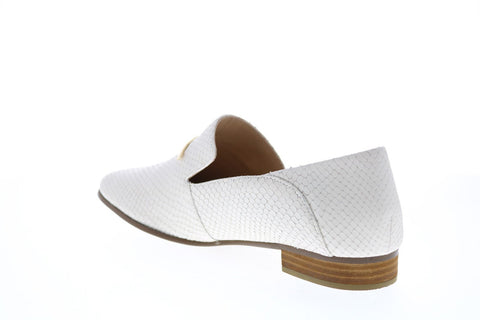 Clarks Pure Viola Trim 26149819 Womens White Leather Loafer Flats Shoes
