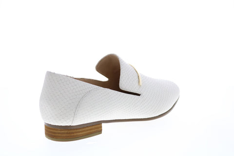 Clarks Pure Viola Trim 26149819 Womens White Leather Loafer Flats Shoes