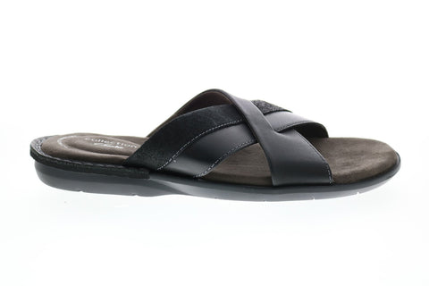 Clarks Ellison Free 26149851 Mens Black Leather Sandals Slides Shoes