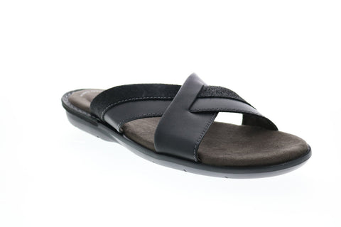 Clarks Ellison Free 26149851 Mens Black Leather Sandals Slides Shoes