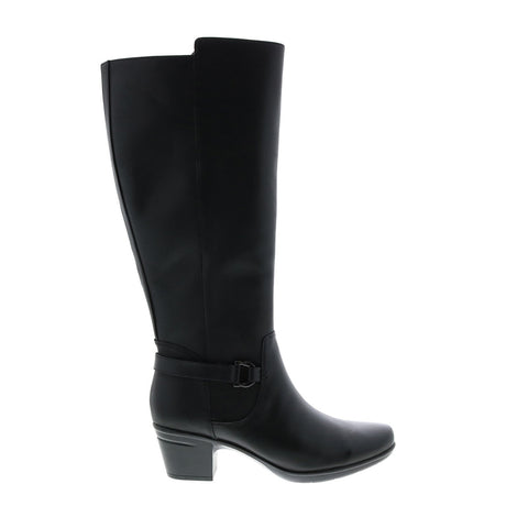 Clarks Emslie March 26150002 Womens Black Leather Slip On knee High Boots