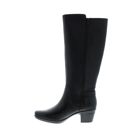 Clarks Emslie March 26150002 Womens Black Leather Slip On knee High Boots