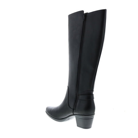 Clarks Emslie March 26150002 Womens Black Leather Slip On knee High Boots