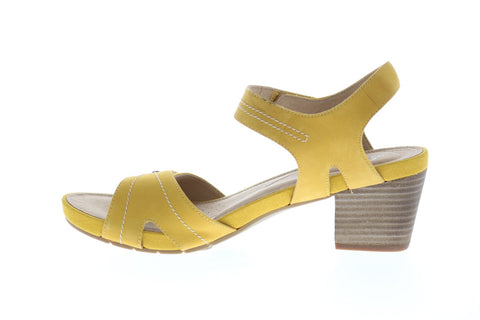 Clarks Un Palma Vibe 26150008 Womens Yellow Nubuck Strap Pumps Heels Shoes