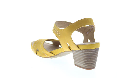 Clarks Un Palma Vibe 26150008 Womens Yellow Nubuck Strap Pumps Heels Shoes