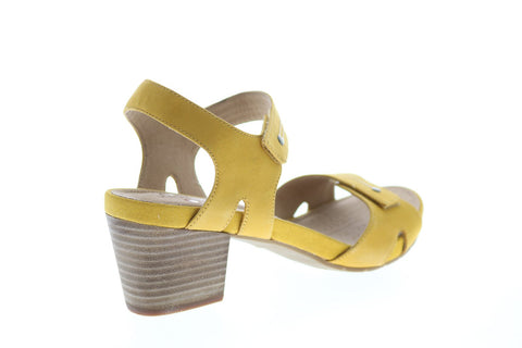Clarks Un Palma Vibe 26150008 Womens Yellow Nubuck Strap Pumps Heels Shoes