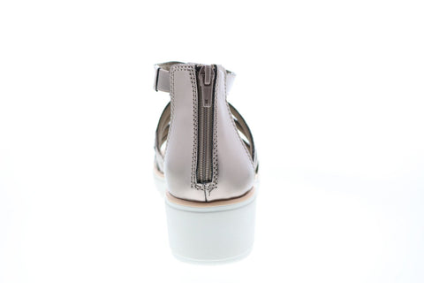 Clarks Jillian Nina 26150029 Womens Gray Canvas Strap Gladiator Flats Shoes