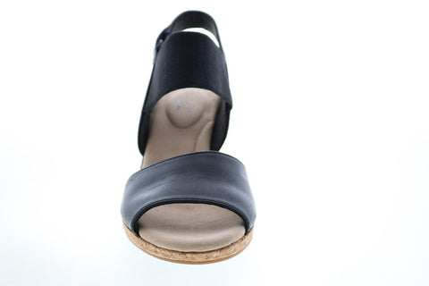 Clarks Lafley Lily 26150032 Womens Black Leather Strap Wedges Heels Shoes