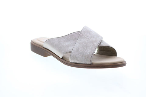 Clarks Declan Ivy Metallic 26150054 Womens Gray Wide Slides Sandals Shoes