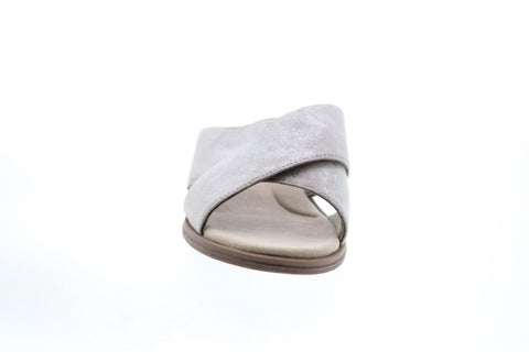 Clarks Declan Ivy Metallic 26150054 Womens Gray Wide Slides Sandals Shoes