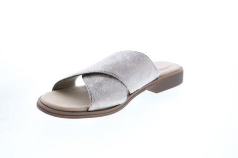 Clarks Declan Ivy Metallic 26150054 Womens Gray Wide Slides Sandals Shoes