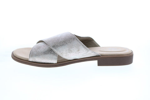 Clarks Declan Ivy Metallic 26150054 Womens Gray Canvas Slides Sandals Shoes