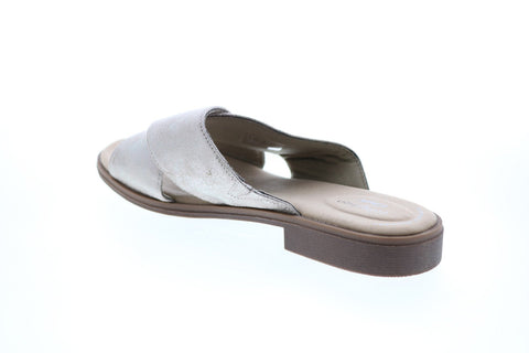 Clarks Declan Ivy Metallic 26150054 Womens Gray Canvas Slides Sandals Shoes