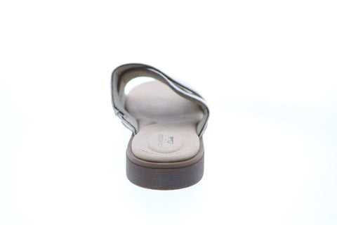 Clarks Declan Ivy Metallic 26150054 Womens Gray Canvas Slides Sandals Shoes