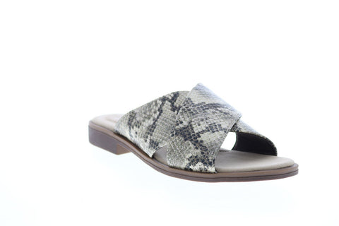 Clarks Declan Ivy Snake 26150056 Womens Brown Leather Slides Sandals Shoes