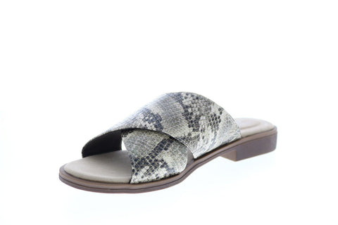 Clarks Declan Ivy Snake 26150056 Womens Brown Leather Slides Sandals Shoes