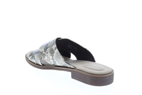 Clarks Declan Ivy Snake 26150056 Womens Brown Leather Slides Sandals Shoes