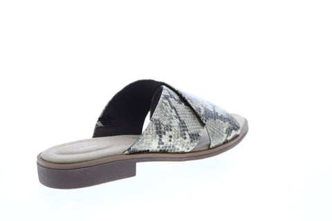 Clarks Declan Ivy Snake 26150056 Womens Brown Leather Slides Sandals Shoes