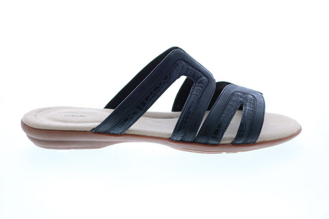 Clarks Ada Lilah 26150062 Womens Black Leather Sandals Slides Shoes