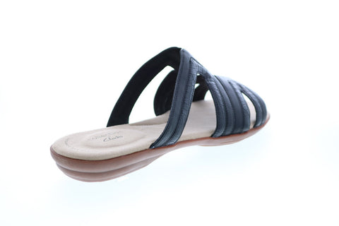 Clarks Ada Lilah 26150062 Womens Black Leather Sandals Slides Shoes