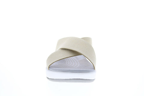 Clarks Arla Elin 26150354 Womens Gold Canvas Slip On Slides Sandals Shoes