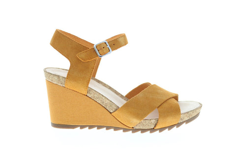 Clarks Flex Sun Wide Suede 26150434 Womens Yellow Wide Wedges Heels Shoes