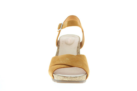 Clarks Flex Sun Suede 26150434 Womens Yellow Suede Strap Wedges Heels Shoes