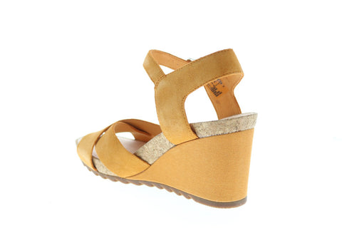 Clarks Flex Sun Wide Suede 26150434 Womens Yellow Wide Wedges Heels Shoes