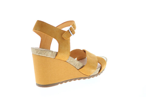 Clarks Flex Sun Wide Suede 26150434 Womens Yellow Wide Wedges Heels Shoes