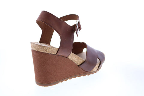 Clarks Flex Sun Leather 26150435 Womens Brown Strap Wedges Heels Shoes