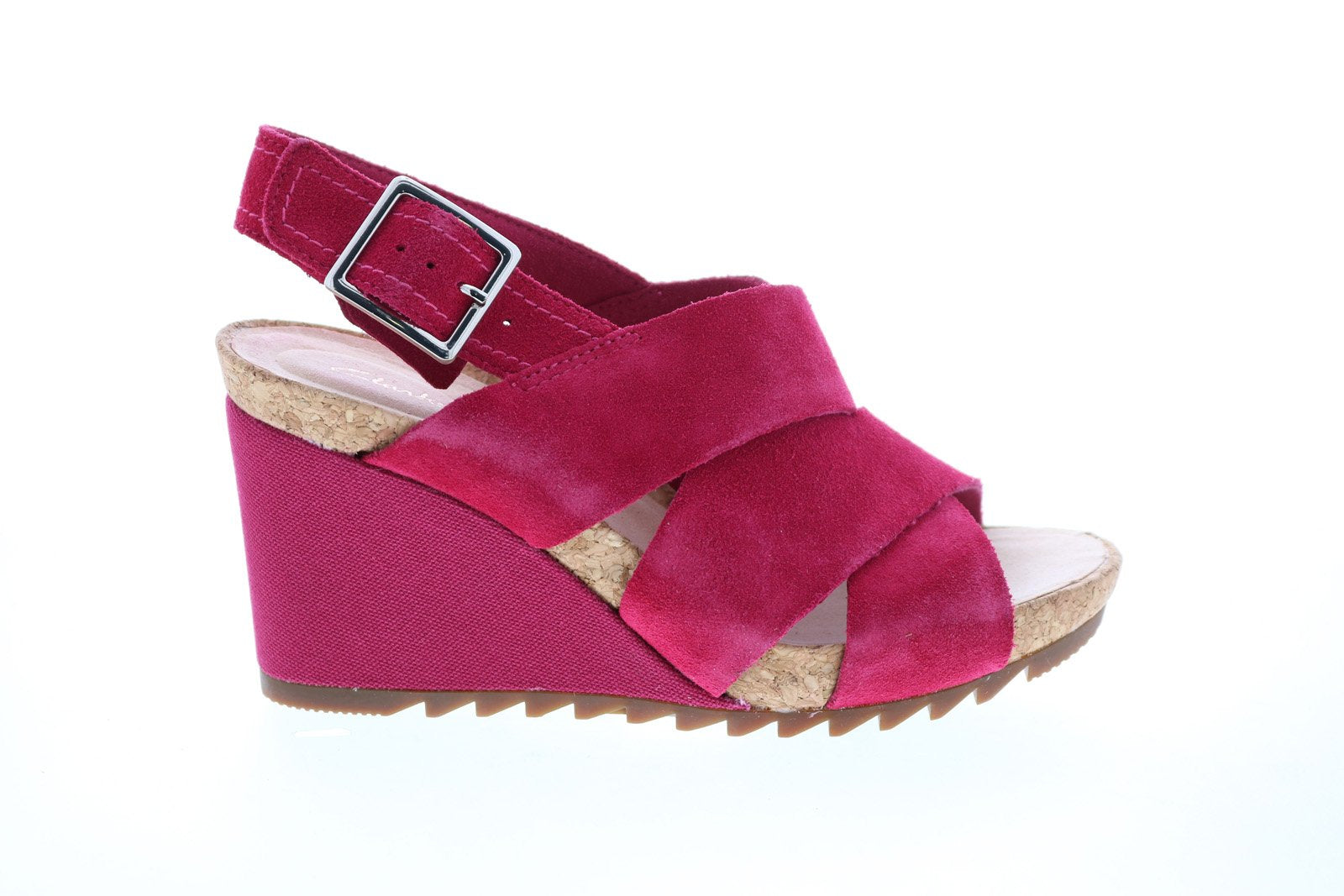 Clarks Flex Sand Suede 26150436 Womens Pink Suede Strap Wedges