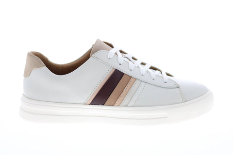 Clarks Un Maui Band 26150528 Womens White Leather Lifestyle Sneakers Shoes