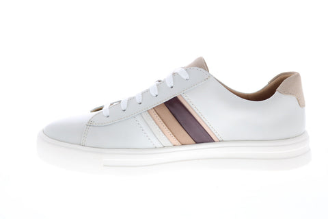 Clarks Un Maui Band 26150528 Womens White Leather Lifestyle Sneakers Shoes