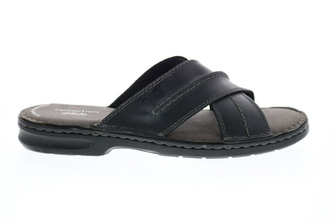 Clarks Malone Cross 26150620 Mens Brown Leather Slides Sandals Shoes