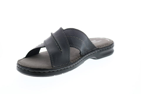 Clarks Malone Cross 26150620 Mens Brown Leather Slides Sandals Shoes