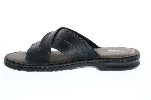 Clarks Malone Cross 26150620 Mens Brown Leather Slides Sandals Shoes