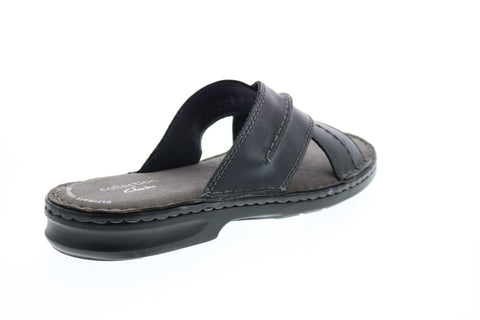 Clarks Malone Cross 26150620 Mens Brown Leather Slides Sandals Shoes