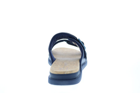 Clarks Step June Sun 26151189 Womens Blue Wide Synthetic Slides Sandals Shoes