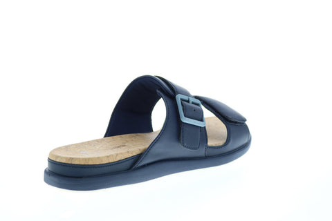 Clarks Step June Sun 26151189 Womens Blue Wide Synthetic Slides Sandals Shoes
