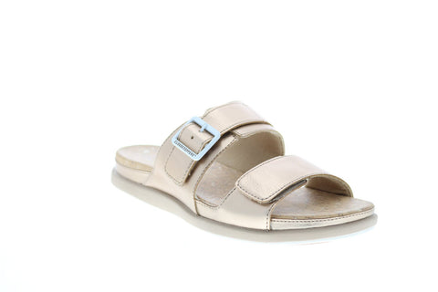 Clarks Step June Sun 26151191 Womens Gold Wide Synthetic Slides Sandals Shoes