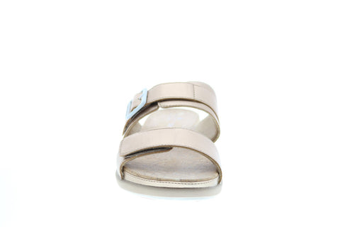 Clarks Step June Sun 26151191 Womens Gold Synthetic Hook & Loop Slides Sandals Shoes