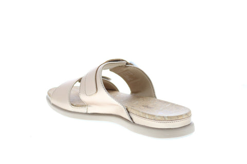 Clarks Step June Sun 26151191 Womens Gold Synthetic Hook & Loop Slides Sandals Shoes