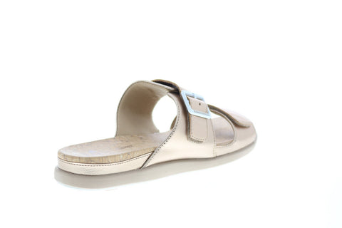 Clarks Step June Sun 26151191 Womens Gold Synthetic Hook & Loop Slides Sandals Shoes