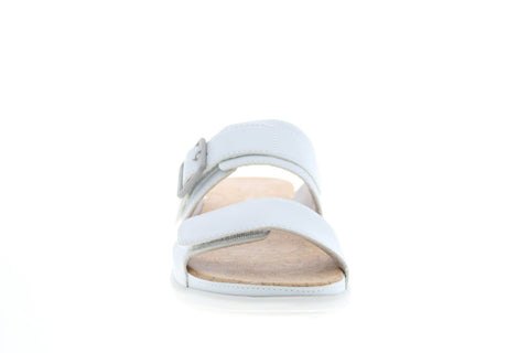 Clarks Step June Sun 26151192 Womens White Synthetic Hook & Loop Slides Sandals Shoes